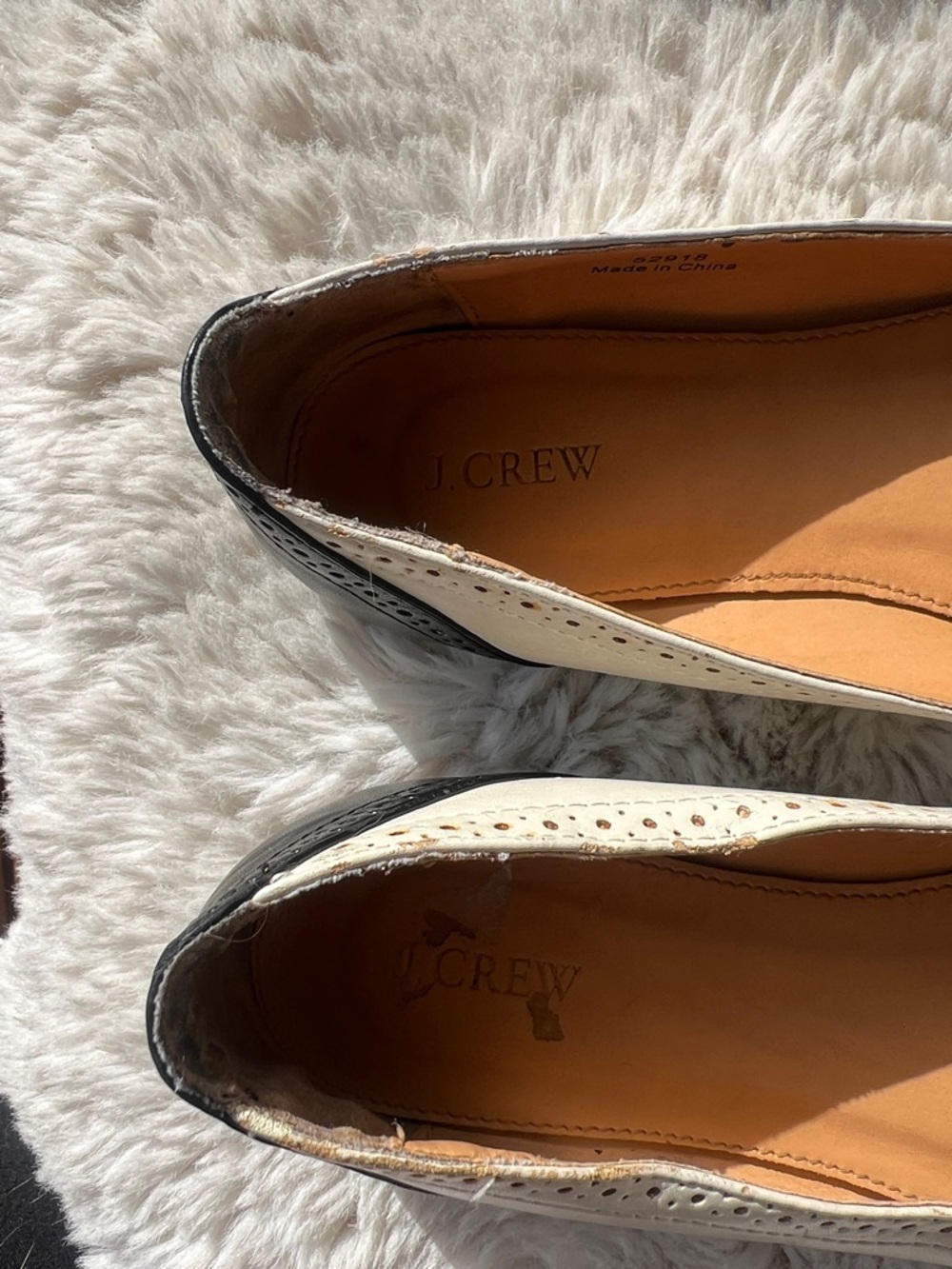 J. Crew Two-Tone Black and Cream Wingtip Ballet Flats - Picture 8 of 9